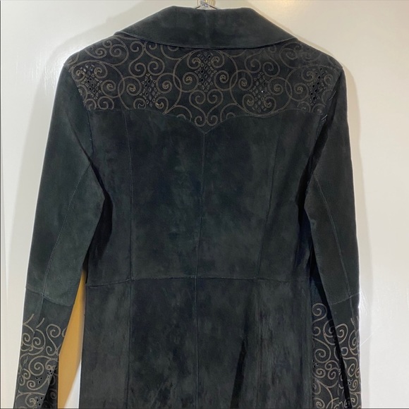 🖤Vintage bebe - Black Suede Leather Coat - Picture 2 of 7